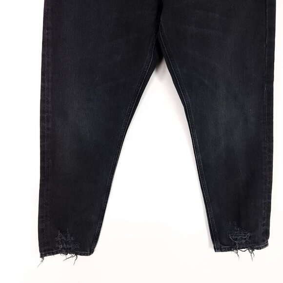 AGOLDE Straight Leg Jeans Women’s 29 Distress Black Button Fly Mid Rise Denim - Picture 14 of 15